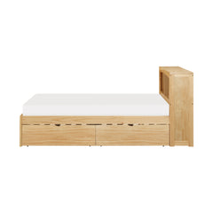 Bartly Natural Pine Twin Bookcase Bed With Storage Boxes - Ornate Home