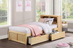 Bartly Natural Pine Twin Bookcase Bed With Storage Boxes - Ornate Home