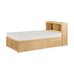 Bartly Natural Pine Twin Bookcase Bed With Storage Boxes - Ornate Home