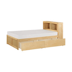 Bartly Natural Pine Twin Bookcase Bed With Storage Boxes - Ornate Home