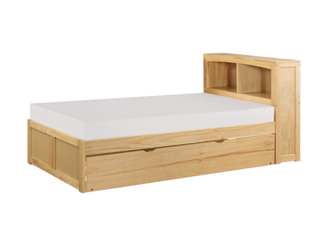 Bartly Natural Pine Twin Bookcase Bed with Trundle - Ornate Home