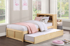 Bartly Natural Pine Twin Bookcase Bed with Trundle - Ornate Home