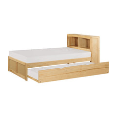 Bartly Natural Pine Twin Bookcase Bed with Trundle - Ornate Home