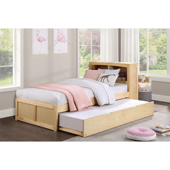 Bartly Natural Pine Twin Bookcase Bed with Trundle - Ornate Home