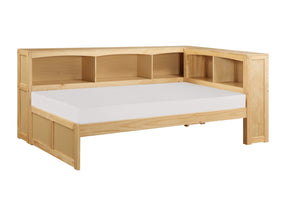 Bartly Natural Pine Twin Bookcase Corner Bed - Ornate Home