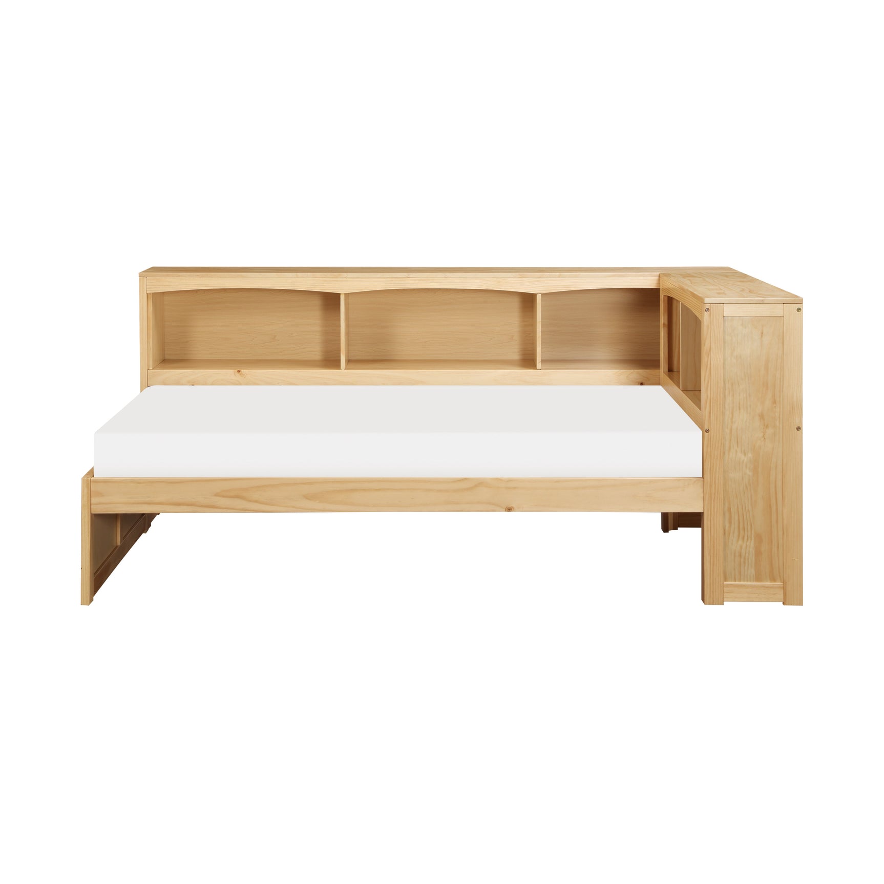 Bartly Natural Pine Twin Bookcase Corner Bed - Ornate Home