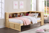 Bartly Natural Pine Twin Bookcase Corner Bed - Ornate Home