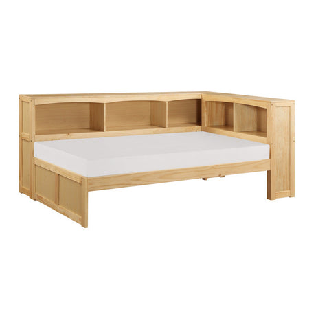Bartly Natural Pine Twin Bookcase Corner Bed - Ornate Home