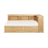 Bartly Natural Pine Twin Bookcase Corner Bed With Storage Boxes - Ornate Home