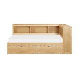 Bartly Natural Pine Twin Bookcase Corner Bed With Storage Boxes - Ornate Home