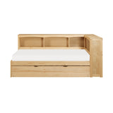 Bartly Natural Pine Twin Bookcase Corner Bed with Trundle - Ornate Home