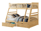 Bartly Natural Pine Twin/Full Bunk Bed With Storage Boxes - Ornate Home
