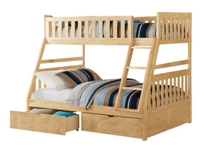 Bartly Natural Pine Twin/Full Bunk Bed With Storage Boxes - Ornate Home