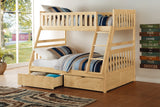 Bartly Natural Pine Twin/Full Bunk Bed With Storage Boxes - Ornate Home