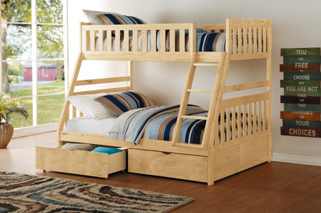 Bartly Natural Pine Twin/Full Bunk Bed With Storage Boxes - Ornate Home