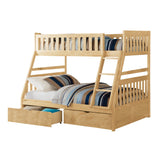 Bartly Natural Pine Twin/Full Bunk Bed With Storage Boxes - Ornate Home