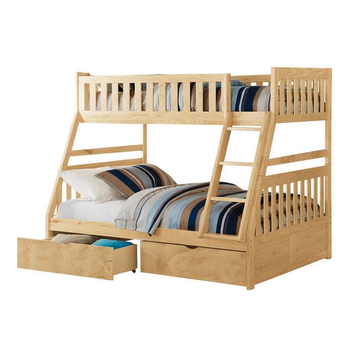 Bartly Natural Pine Twin/Full Bunk Bed With Storage Boxes - Ornate Home