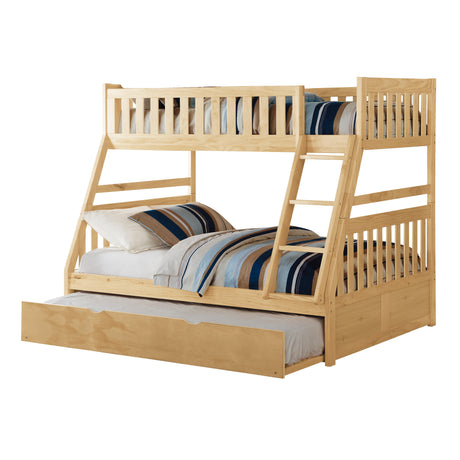 Bartly Natural Pine Twin/Full Bunk Bed with Twin Trundle - Ornate Home