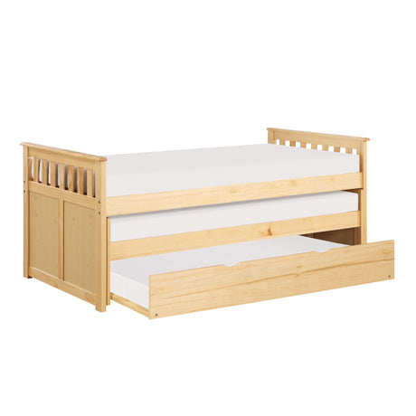 Bartly Natural Pine Twin/Twin Bed with Twin Trundle - Ornate Home