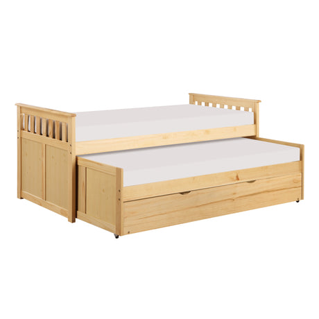 Bartly Natural Pine Twin/Twin Bed with Twin Trundle - Ornate Home