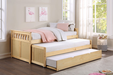 Bartly Natural Pine Twin/Twin Bed with Twin Trundle - Ornate Home