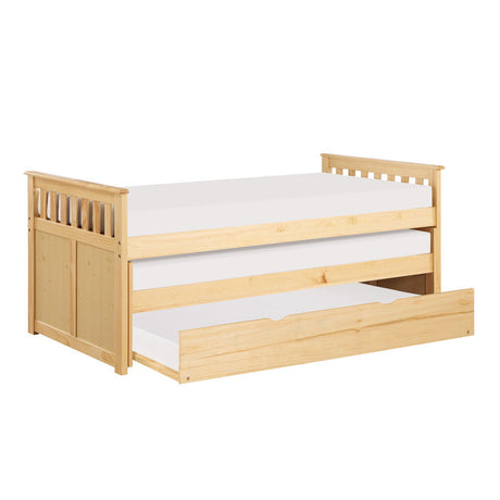Bartly Natural Pine Twin/Twin Bed with Twin Trundle - Ornate Home