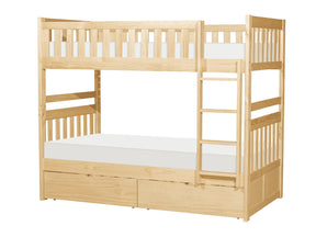 Bartly Natural Pine Twin/Twin Bunk Bed With Storage Boxes - Ornate Home