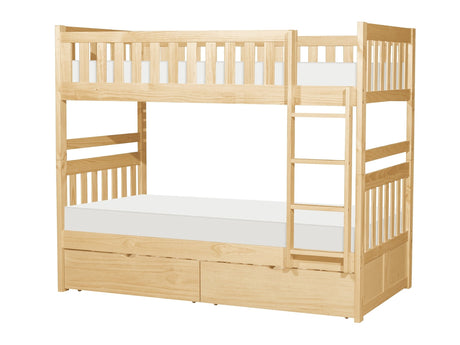 Bartly Natural Pine Twin/Twin Bunk Bed With Storage Boxes - Ornate Home