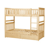 Bartly Natural Pine Twin/Twin Bunk Bed With Storage Boxes - Ornate Home