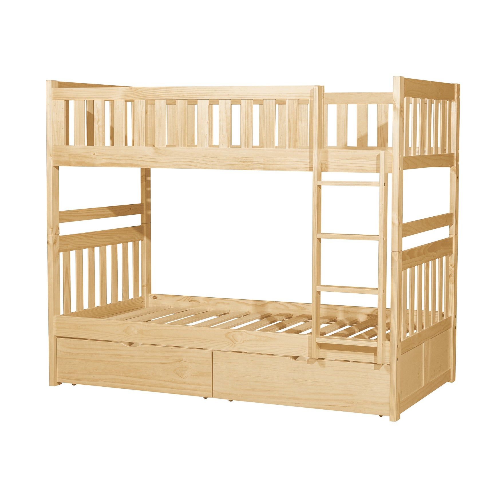 Bartly Natural Pine Twin/Twin Bunk Bed With Storage Boxes - Ornate Home