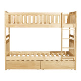 Bartly Natural Pine Twin/Twin Bunk Bed With Storage Boxes - Ornate Home
