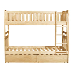 Bartly Natural Pine Twin/Twin Bunk Bed With Storage Boxes - Ornate Home