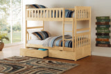 Bartly Natural Pine Twin/Twin Bunk Bed With Storage Boxes - Ornate Home
