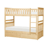 Bartly Natural Pine Twin/Twin Bunk Bed With Storage Boxes - Ornate Home