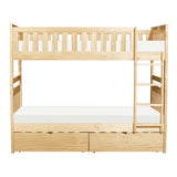 Bartly Natural Pine Twin/Twin Bunk Bed With Storage Boxes - Ornate Home