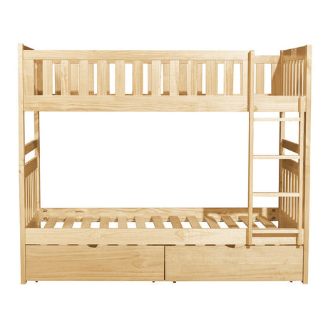 Bartly Natural Pine Twin/Twin Bunk Bed With Storage Boxes - Ornate Home