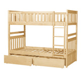 Bartly Natural Pine Twin/Twin Bunk Bed With Storage Boxes - Ornate Home