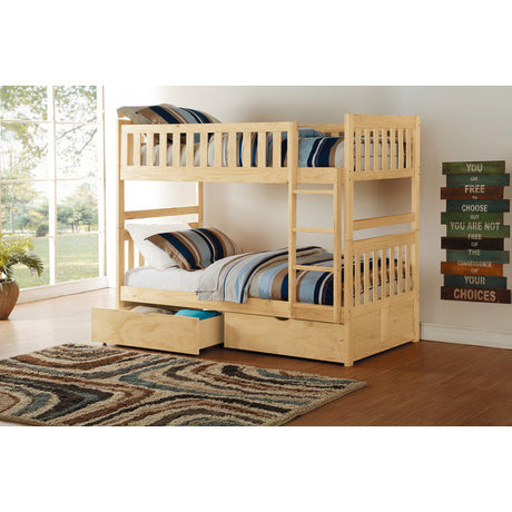 Bartly Natural Pine Twin/Twin Bunk Bed With Storage Boxes - Ornate Home