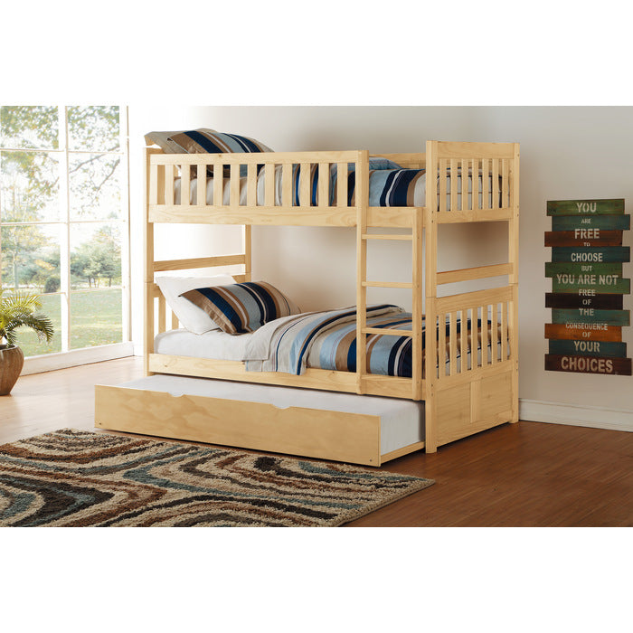 Bartly Natural Pine Twin/Twin Bunk Bed with Twin Trundle - Ornate Home