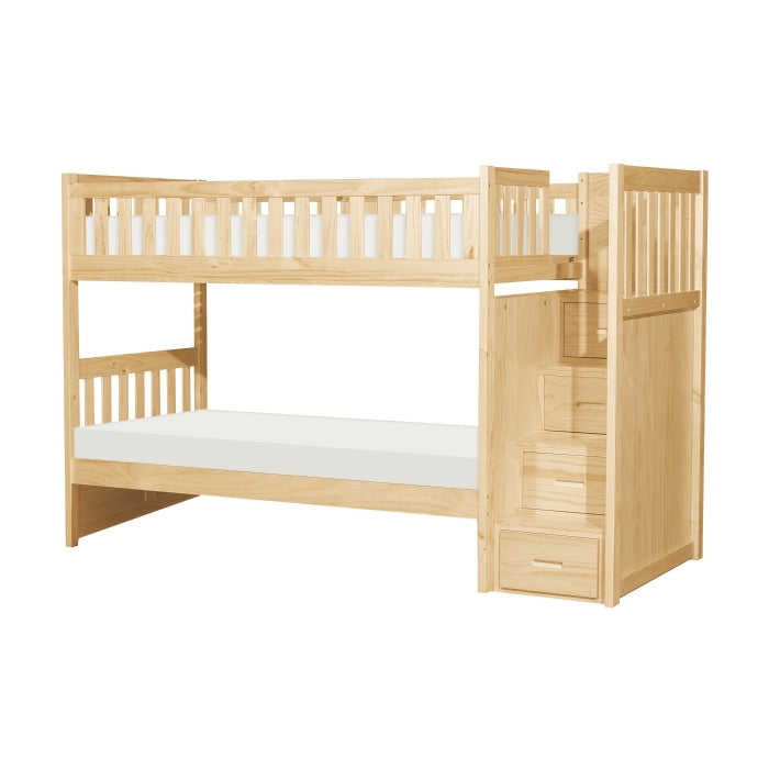 Bartly Natural Pine Twin/Twin Step Bunk Bed - Ornate Home