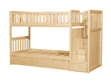 Bartly Natural Pine Twin/Twin Step Bunk Bed With Storage Boxes - Ornate Home