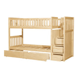 Bartly Natural Pine Twin/Twin Step Bunk Bed With Storage Boxes - Ornate Home