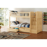 Bartly Natural Pine Twin/Twin Step Bunk Bed With Storage Boxes - Ornate Home
