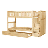 Bartly Natural Pine Twin/Twin Step Bunk Bed with Twin Trundle - Ornate Home