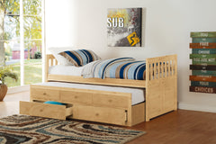 Bartly Natural Pine Twin/Twin Trundle Bed - Ornate Home