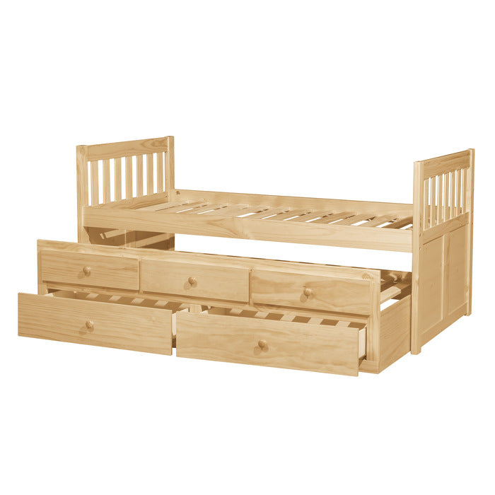 Bartly Natural Pine Twin/Twin Trundle Bed - Ornate Home