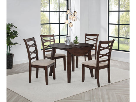 Barton Dark Brown 5-piece Round Wood Dining Table Set - Ornate Home
