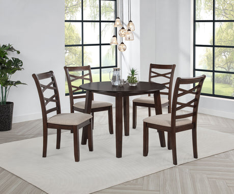 Barton Dark Brown 5-piece Round Wood Dining Table Set - Ornate Home