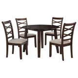 Barton Dark Brown 5-piece Round Wood Dining Table Set - Ornate Home