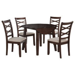 Barton Dark Brown 5-piece Round Wood Dining Table Set - Ornate Home